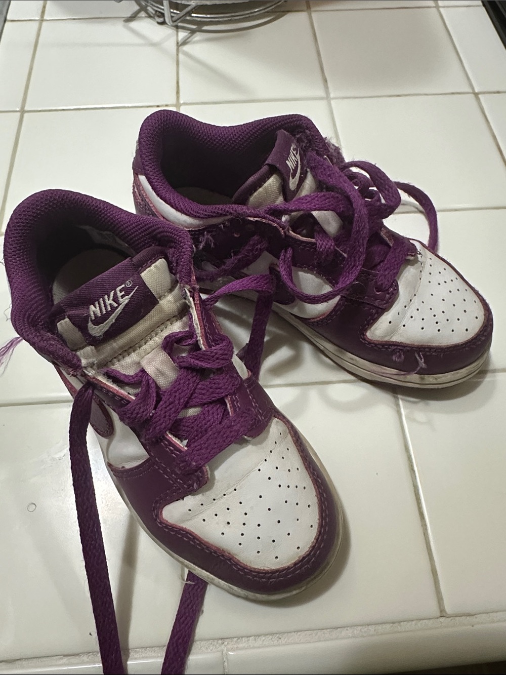 Nike Kids Purple and White Lace-Up Sneakers
